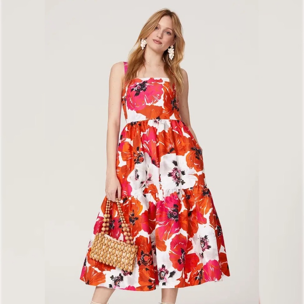 NWT Tanya Taylor Gia Silk Dress, Red Poppy